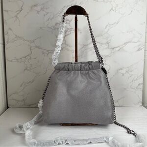 Stella McCartney Falabella Grey Vegan Suede Chain Bucket Bag
